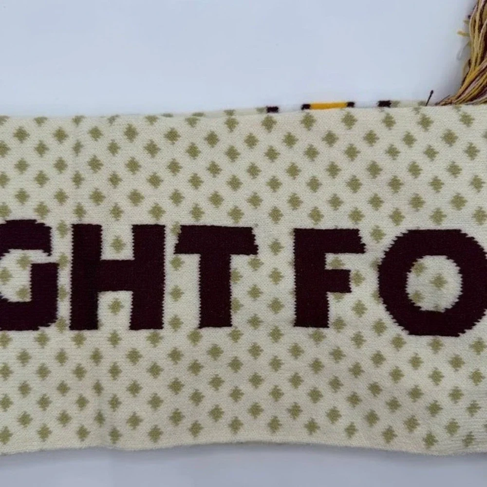 Washington Commanders Football Knit Fringe Scarf Burgundy Gold White Cream NCFU